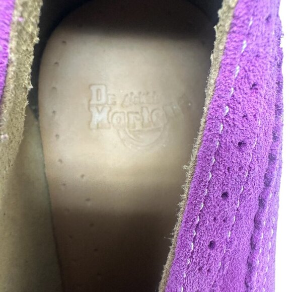 Dr. Martens Sita Purple Blackcurrant Suede Wingtip Brogue Wedge Platform Heels 8 - Picture 12 of 15